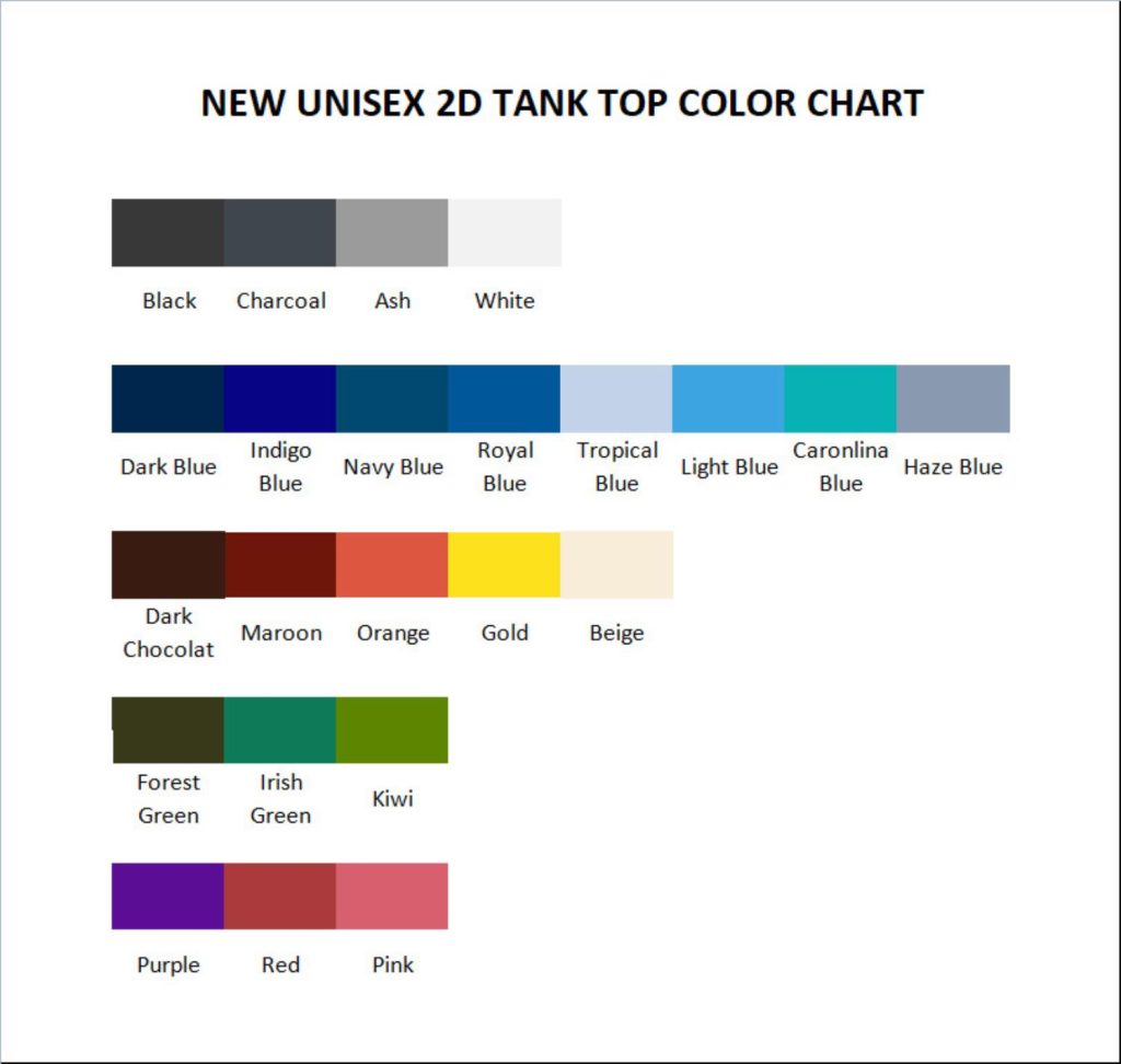 tank top color chart - Initial D Merch